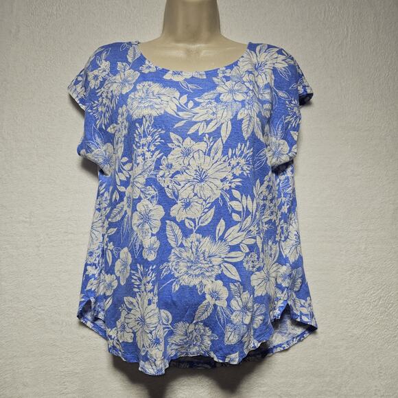 C&C California Tops - C&C California Shirt WomenS SZ Large All Over Print 100% Linen Coastal Beachy